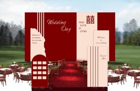 酒红色婚礼现场