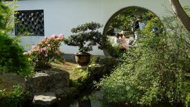 园林中玩耍的孩童