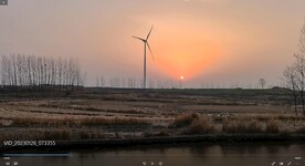 农乡村日出落大风车