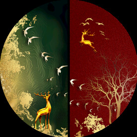 奢金山石线条山水室内装饰画