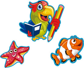卡通鹦鹉 海星 小丑鱼