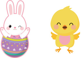可爱兔子 小鸡