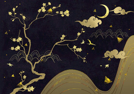 意境烫金森林月夜