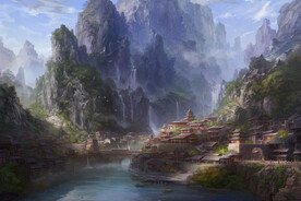 古风 传统建筑 山水风景 亭台