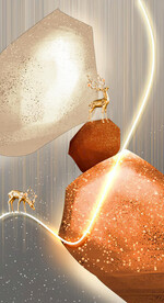 石头麋鹿光影玄关画