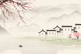 江南水乡水墨画