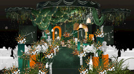 橙绿几何小众婚礼