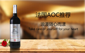 法国AOC干红葡萄酒红酒海报