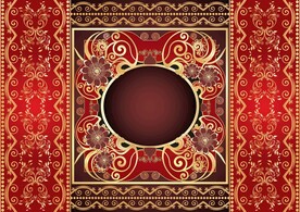 红色欧式华丽花纹 