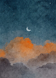 水彩月夜 