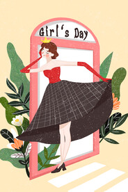 清新唯美女生节女神节女孩插画