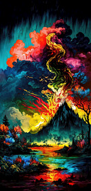 水彩迷幻山水画