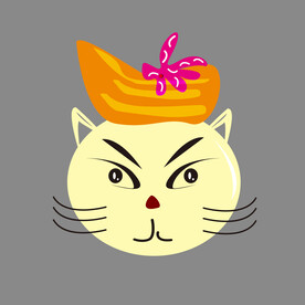 带帽子的小清新简约猫头矢量图