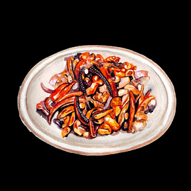 手绘麻辣鱿鱼须