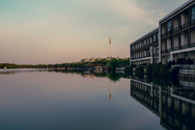 竹山湖  水面  倒影  清晨