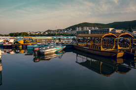 竹山湖  水面  船