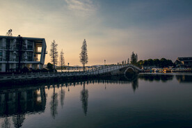 竹山湖  水面  倒影  清晨