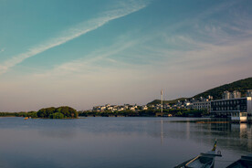 竹山湖  水面  倒影  清晨