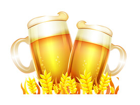 黄色啤酒插画素材
