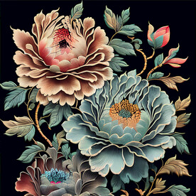 国风刺绣牡丹花