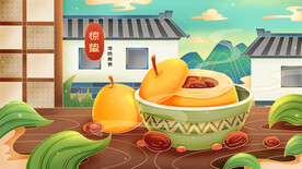 新国潮雪梨插画