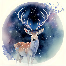 水彩麋鹿