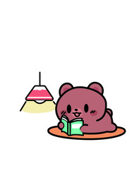 手绘简笔小熊看书