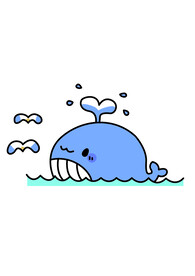 手绘简笔小鲸鱼