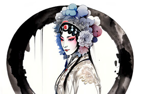 水彩京剧人物