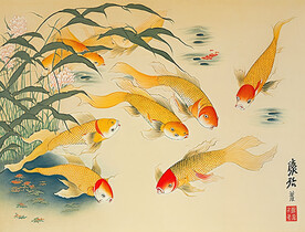 国画鱼塘