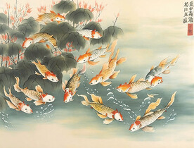 国画鱼塘