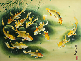 国画鱼塘