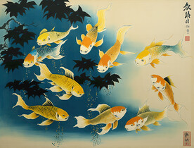 国画鱼塘