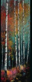 油画白桦林