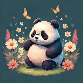卡通插画熊猫