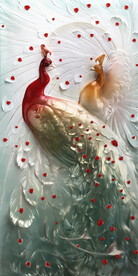 客厅背景画 孔雀