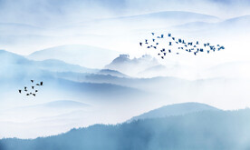 水墨 蓝色 云层背景