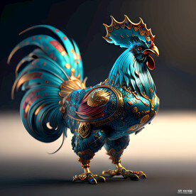 景景泰蓝色系鸡插画