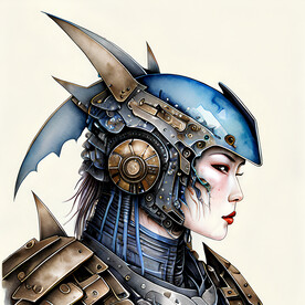 国潮女战士插画