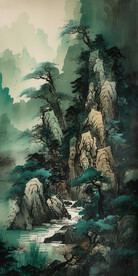 彩墨山水画