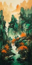 彩墨山水画