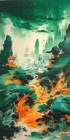 彩墨山水画