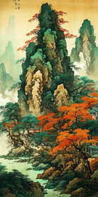 彩墨山水画
