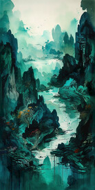 彩墨山水画