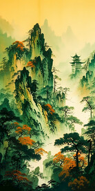 彩墨山水画