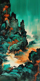 彩墨山水画