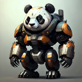 机甲熊猫插画