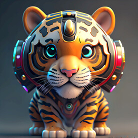 生肖虎机甲插画