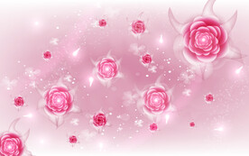 粉红玫瑰日韩风电视背景墙