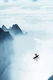 水墨山水风景小船